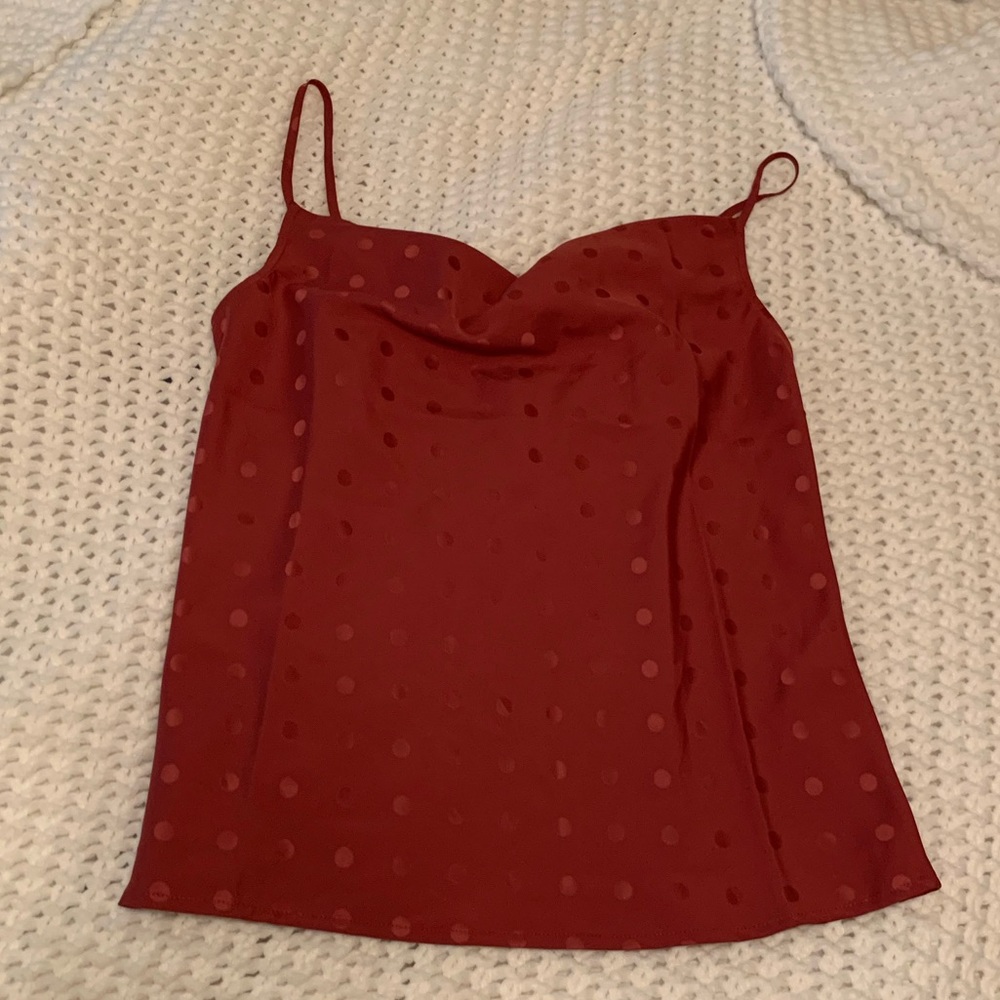 Pink polkadot cowlneck tank top